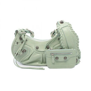 Balenciaga LE CAGOLE Shoulder Bag Leather Green